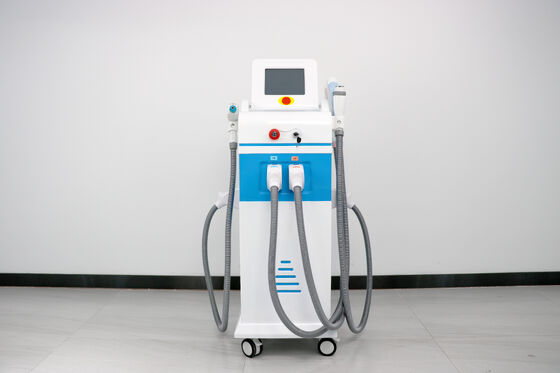 4 in 1 다기능 레이저 뷰티 머신 마그네토-옵틱 라이트 수직형 4개 핸들 제모 레이저 통증 없는 안전한 제모 레이저 문신 제거 RF 머신